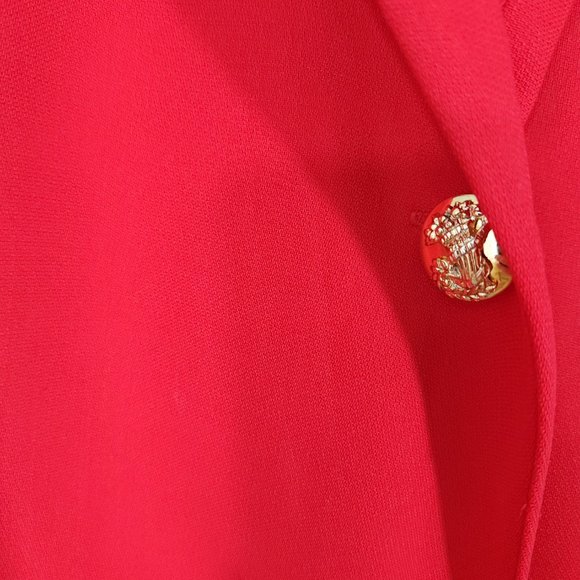 Vintage Istante Versace Bold Red Wool Skirt Suit Made in Italy Flawed 48/12 - Picture 4 of 16